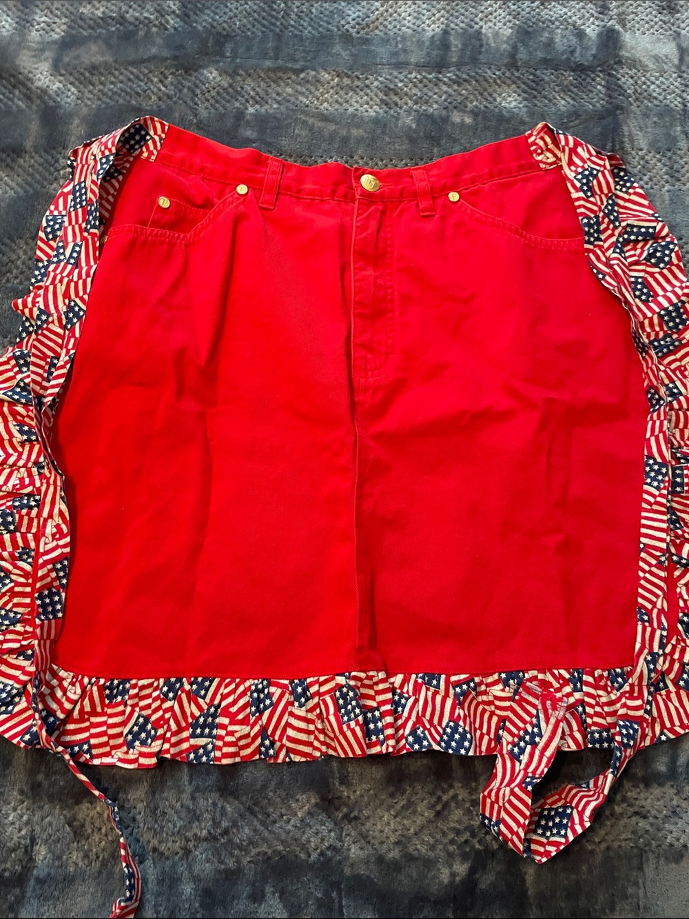 Unbranded Red Patriotic Ruffle Apron